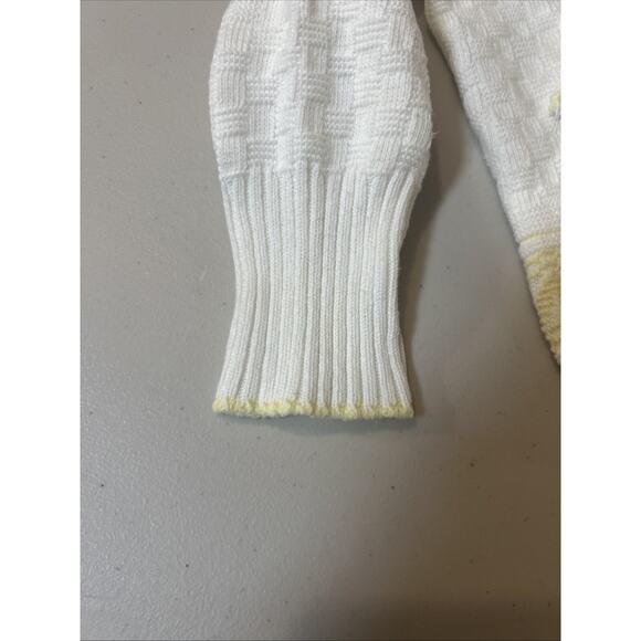 VTG Infant Cardigan Sweater Friedknit Creations White With Yellow Trim - Picture 6 of 7